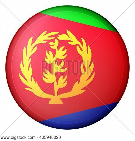 Glass Light Ball With Flag Of Eritrea. Round Sphere, Template Icon. Eritrean National Symbol. Glossy