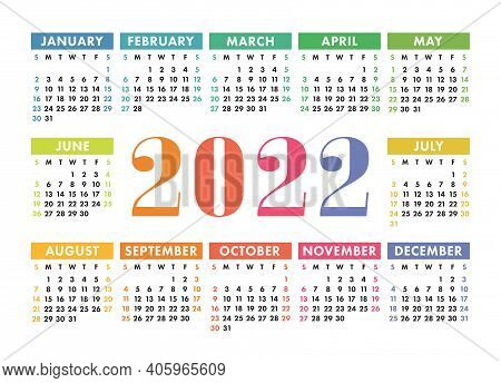 Calendar 2022. Vector & Photo (Free Trial) | Bigstock