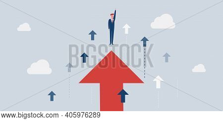 New Possibilities, Hope, Dreams - Business Or Carreer Achievements Concept - Brave Businessman Flies