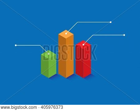 Columnar Vector Business Chart. Growth Indicators Schedule Template. Color Data Columns