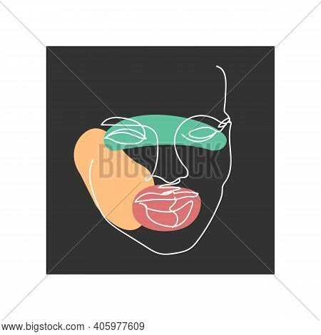 Gorgeous Portrait Continuous Silhouette Art. Abstract Woman Portrait. Modern Minimalist Art, Aesthet