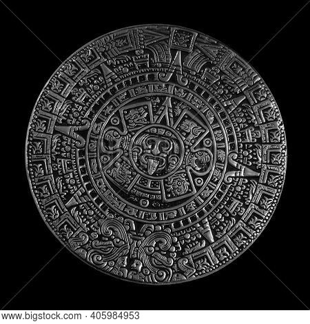 Pagan Ornament A Sun Stone Isolated On Black Background