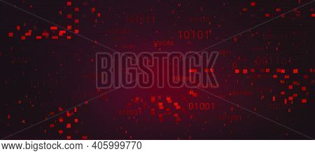 Abstract Red Background With Binary Code. Malware, Or Hack Attack Concept