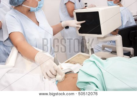 Scanning of A Stomach Of Pregnant Woman