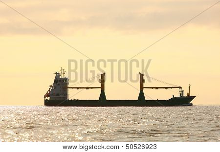 Cargo Conteiner Ship Sailing In Still Water