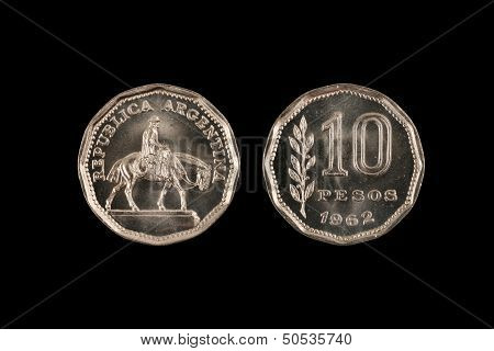 A Ten Peso Coin From Argentina