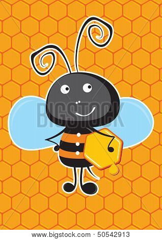 Bee with honeycomb.