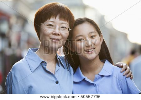 Portrait Of Mother And Daughter In Houhai, Beijing