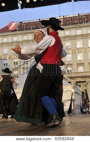 ZAGREB,CROATIA - JULY 19: Members of folk groups Oberes Murtal from Austria during the 47th International Folklore Festival in center of Zagreb,Croatia on July 19,2013