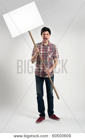 Protesting Man With Placard