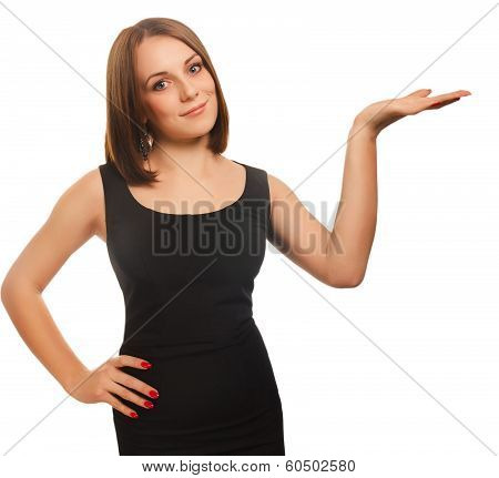 girl showing  holding her hand