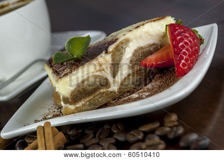 Tiramisu On Wood Table