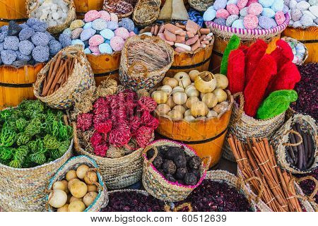 Spices and herbs on market