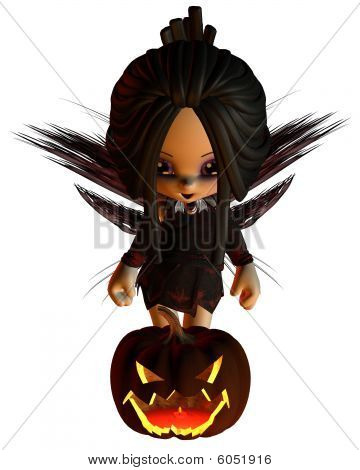 Roztomilá víla Halloween Toon a dýně Lucerna - stojící