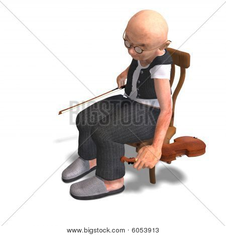 Legrační Senior hraje na housle