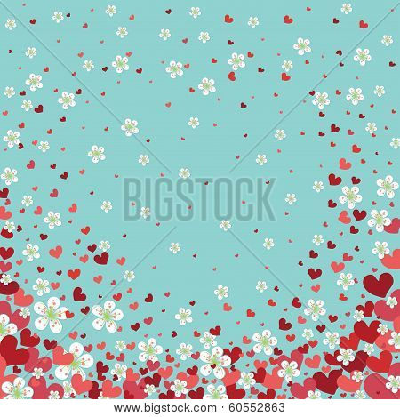 Heart Background With Cherry Flowers.spring Design