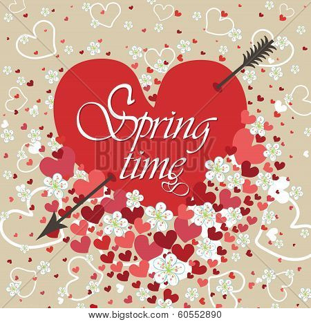 Heart Pierced With An Arrow With Flowers.spring Time