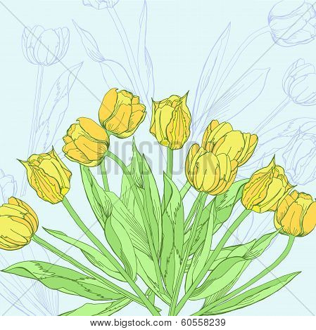 Background With Yellow Tulips