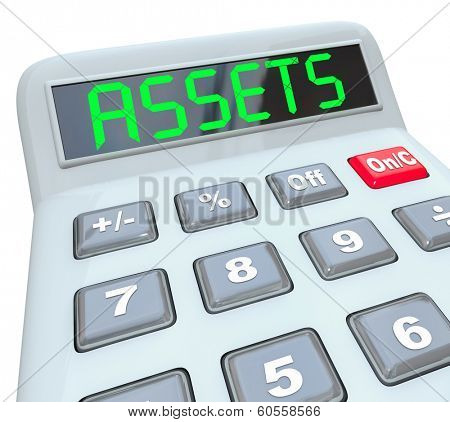 Assets Word Calculator Adding Financial Value Savings Investments