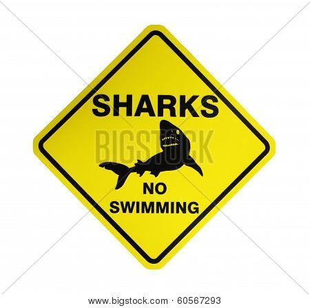 Sharks - Sign, isolated on white