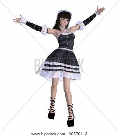 Girl In Black Gothic Dress