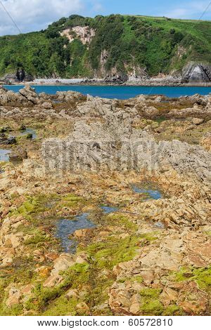 beach of San Vicente de la Barquera village an d Oyambre Cape in Cantabria Spain