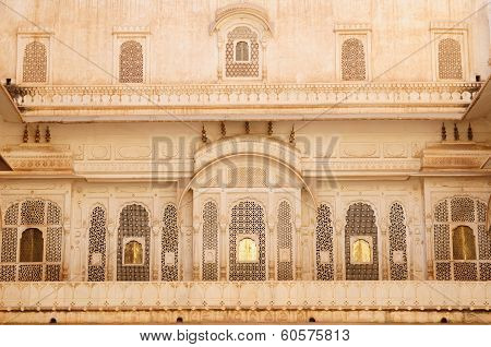 Richly Decorated Facade Of A Building In India