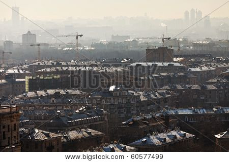 Apartment Houses Lit By Rising Sun