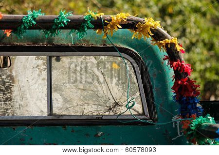 broken truck windshield