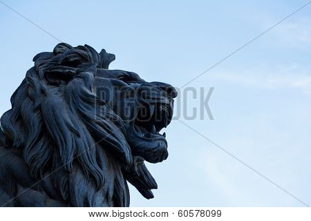Lion head sculpture