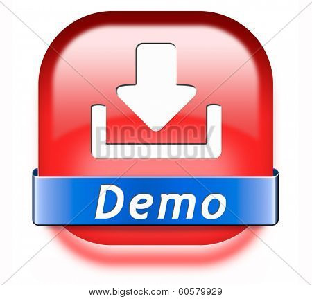 Demo download button or icon for free trial demonstration
