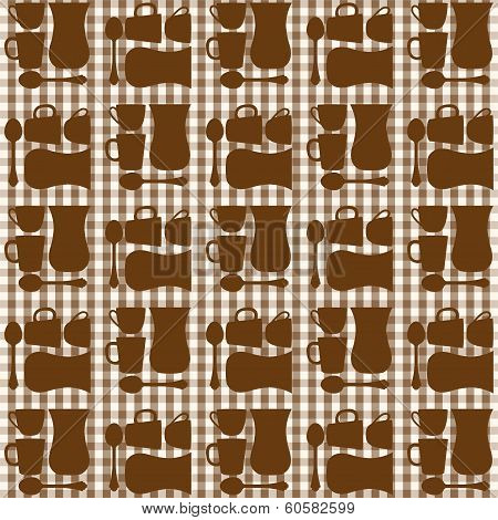 Cups, tea cups and teaspoons seamless repeat pattern