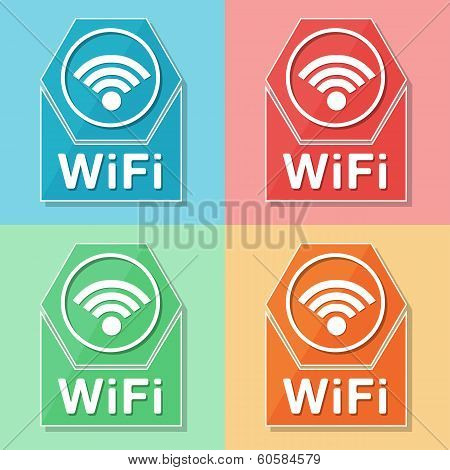 Wifi Symbol, Four Colors Web Icons