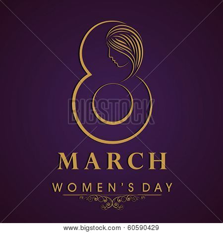 Happy Women's Day celebrations concept with stylish golden text on purple background.