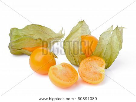Fresh Physalis (cape Gooseberry) Isolated On White Background