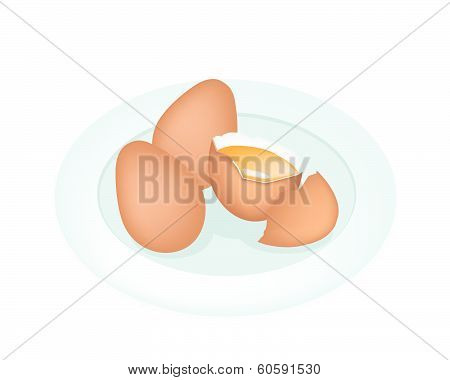 An Illustration Fresh Eggs In White Plate