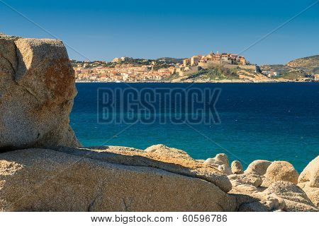 Calvi Citadel Viewed From Across Calvi Bay In Corsica