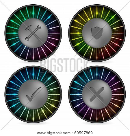 Rainbow Button Set With Various Icons
