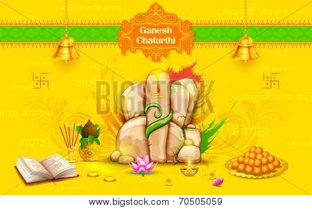 illustration of statue of Lord Ganesha made of rock for Ganesh Chaturthi