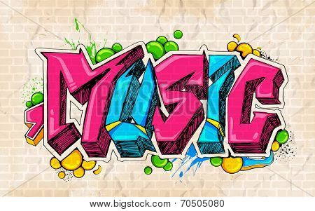 illustration of music background graffiti style