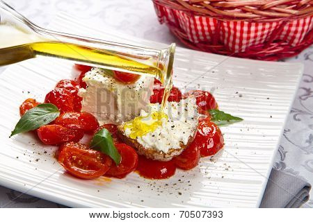 Cream Cheese With Red Fresh Tomatoes