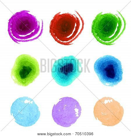 Collection of colorful paint swatches. Abstract artistic vector background.