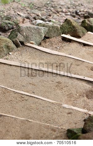 Stairs Were Made Of Sandy Soil.