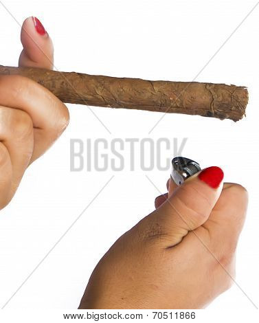 woman and cigar