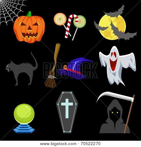 Halloween Icons Set Vector