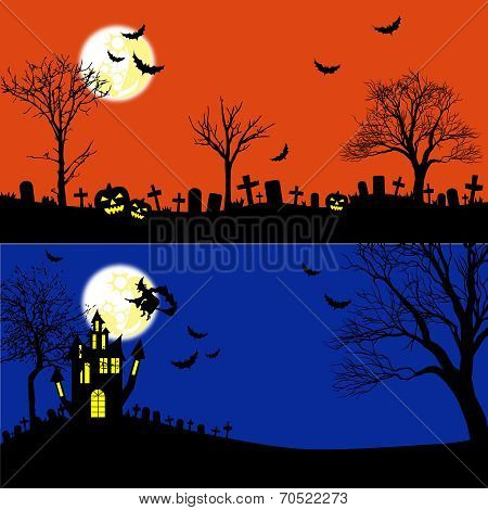 Halloween Banners Vector Set