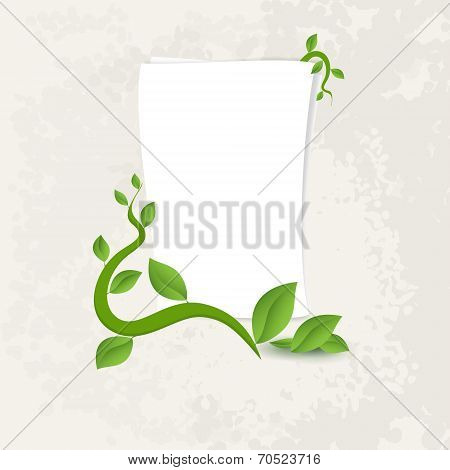 Banner with green leaves