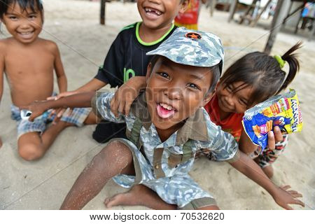 poor children playing happily together