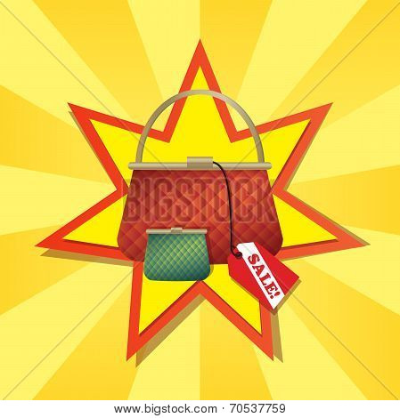 Purse and wallet with sale tag