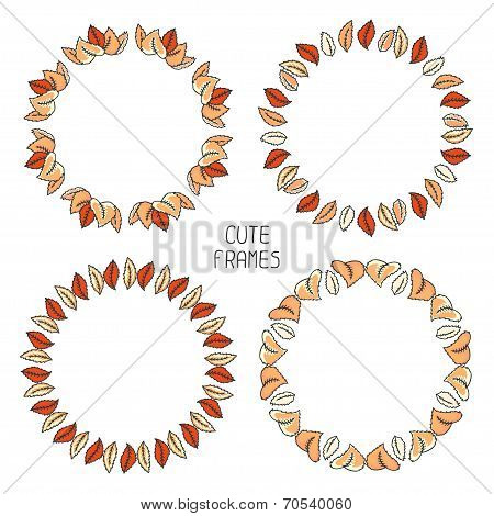 Vector beautiful autumn frame made from leaves. Illustration. Background. Cute wreath. Vintage invit